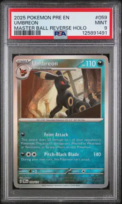 Umbreon 059/108 Master Ball Reverse Holo Pokemon PSA 9 - Image 1