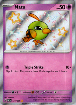 Natu 151/091 Pokemon TCG SV: Paldean Fates NM - Image 1