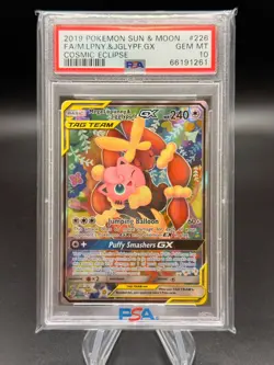 Mega Lopunny & Jigglypuff GX #226 Pokemon Sun & Moon Cosmic Eclipse PSA 10 - Image 1