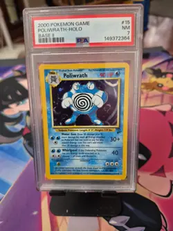 2000 POKEMON GAME POLIWRATH HOLO BASE II #15 PSA 7 NM - Image 1
