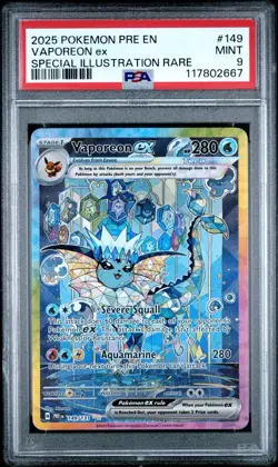 2025 Pokemon SV Prismatic Evolutions - PRE EN Vaporeon ex SIR #149/131 PSA 9 MT - Image 1