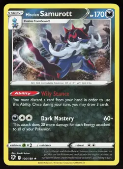Hisuian Samurott 100/189 Holo Rare Astral Radiance Pokemon Holo Lightly Played - Image 1