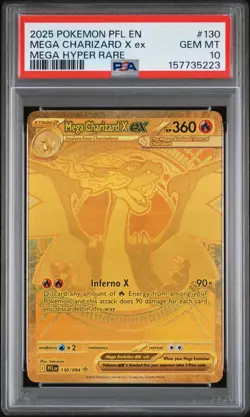 Pokemon 2025 Mega Charizard X ex 130 Mega Hyper Rare Phantasmal Flames PSA 10 - Image 1