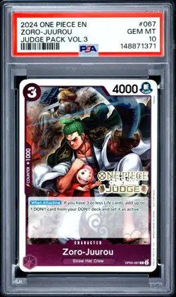 2024 ONE PIECE JUDGE PACK VOLUME 3 067 ZORO-JUUROU PSA 10 GEM MINT - Image 1