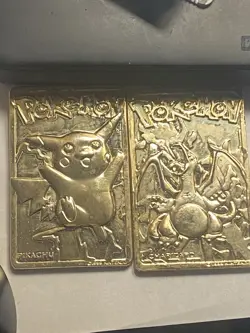 1999 Burger King Gold Plated Pokemon Card Set Pikachu and Charizard - Image 1