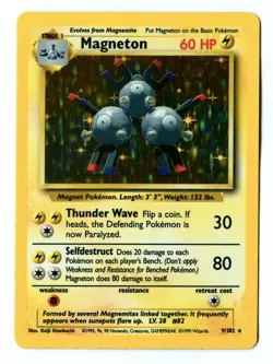 Rare Vintage 1999 MAGNETON No. 9/102 HOLO! Original POKEMON Card (Base Set) - Image 1