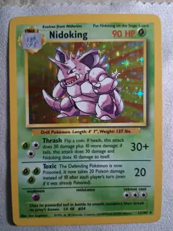Pokemon TCG Nidoking Holo Rare Card Base Set 11/102, 1999 WOTC Vintage - Image 1