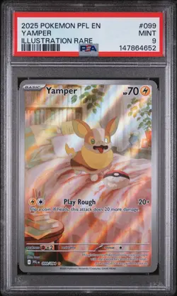 2025 POKEMON PFL EN-PHANTASMAL FLAMES ILLUSTRATION RARE #099 YAMPER PSA 9 - Image 1