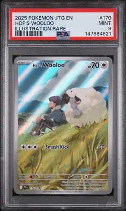 2025 POKEMON JTG EN-JOURNEY TOGETHER ILLUSTRATION RARE #170 HOP'S WOOLOO PSA 9 - Image 1
