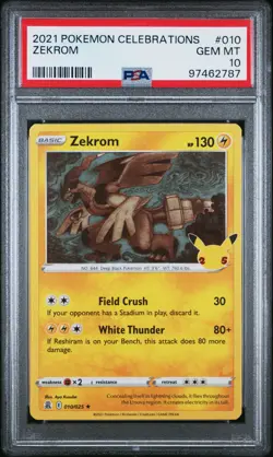 PSA 10 ZEKROM Pokemon Celebrations Card #010 Holo Rare 25th Anniversary - Image 1