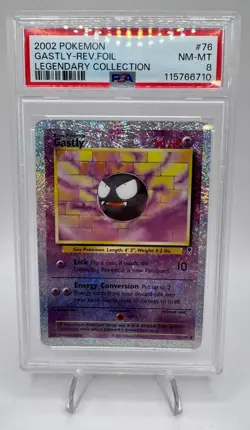 2002 POKEMON LEGENDARY COLLECITON #76 GASTLY-REVERSE FOIL PSA 8 - Image 1