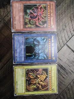 NM Yugi GBI Ultra Rare Egyptian God Set GBI-001 GBI-002 GBI-003 Worldwide Promos - Image 1