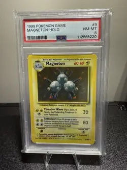 1999 Pokemon TCG Base Set Magneton Holo Rare Card 9/102 PSA 8 - Image 1