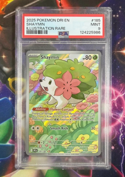 2025 Pokemon Destined Rivals DRI En Shaymin Illustration Rare #185 PSA 9 - Image 1