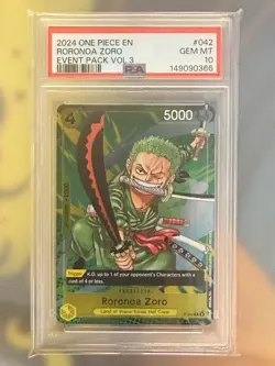 ONE PIECE EVENT PACK VOL.3 #042 RORONOA ZORO PSA 10 P-042 English - Image 3