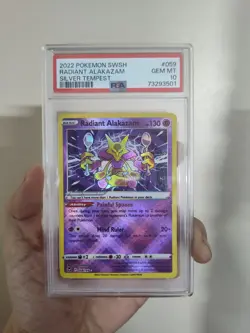 PSA 10 GEM MINT Radiant Alakazam 059/195 Silver Tempest Pokemon Card - Image 1