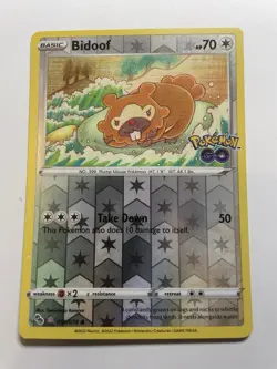 Pokemon Go Bidoof Reverse Holo Card Peelable Ditto, 059/078, TCG - Image 1