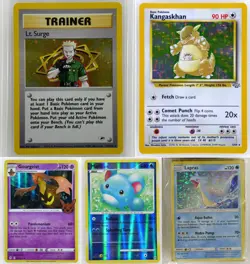 Pokemon TCG 5 Mixed Holo Lot Lt. Surge Kangaskhan Marill Lapras Promo Gourgeist - Image 1