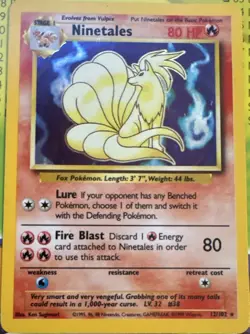Wizards of the Coast Pokemon TCG Ninetales Holo Rare ENG 1999 80HP 12/102 - Image 1