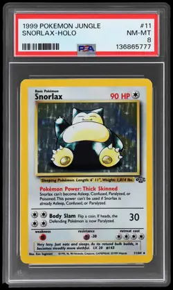 1999 Pokemon Jungle Snorlax #11 PSA 8 Holo NM-MT - Image 1