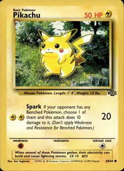 PIKACHU 60/64 COMMON JUNGLE POKEMON UNLIMITED MP - Image 1