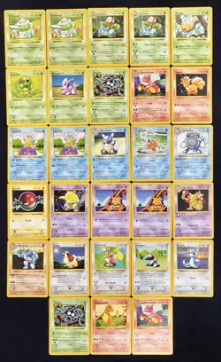 Vintage Pokemon Shadowless Base Set Lot of 28 Non Holo Uncommon Common Cards MP* - Image 1