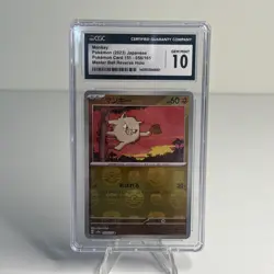 CGC Pristine 10 Mankey 056/165 Reverse Holo 151 Pokemon Card Japanese - Image 1