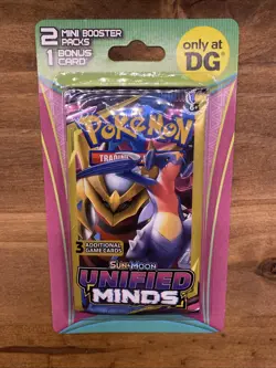 Pokemon Unified Minds Dollar General 2 Mini Booster Packs + Bonus Sun & Moon - Image 1