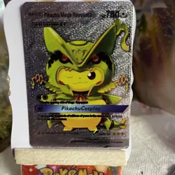 Pikachu Mega Rayquaza Cosplay Pokemon Silver Fan Art Card NM - Image 1