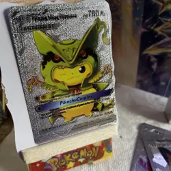 Pikachu Mega Rayquaza Cosplay Pokemon Silver Fan Art Card NM - Image 2