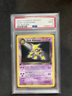 2000 Pokemon Rocket 1st Edition #18 Dark Alakazam PSA 9 MINT - Image 1