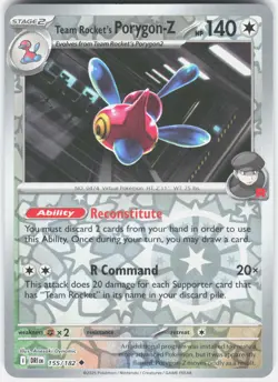 Team Rocket's Porygon-Z 155/182 Uncommon Destined Rivals Pokemon Reverse Holo NM - Image 1