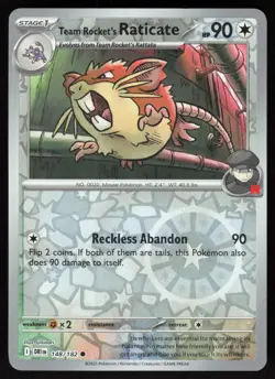 Team Rocket's Raticate 148/182 Common Destined Rivals Pokemon Reverse Holo NM - Image 1