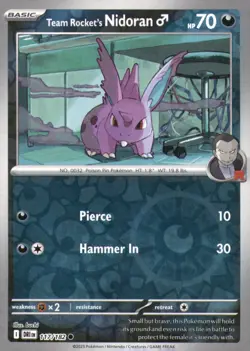 TEAM ROCKET'S NIDORANM 117/182 COMMON DESTINED RIVALS POKEMON REVERSE HOLO NM/M - Image 1