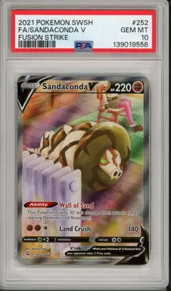 2021 Pokemon SWSH Fusion Strike Sandaconda V Full Art #252 PSA 10 - Image 1
