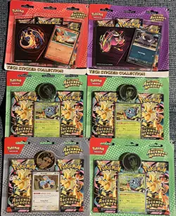 Pokemon TCG Meta Evolution Ascended Heroes Tech Sticker x 2 + 4 Blisters ✅ - Image 1