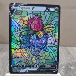 Pokemon stained glass Ivysaur V Full Art FAN ART NON TCG - Image 1