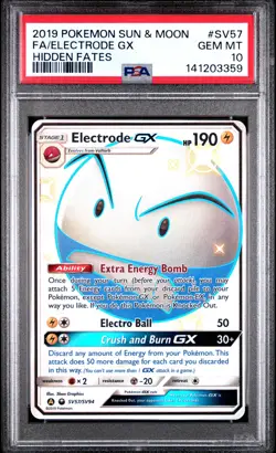 2019 POKEMON SUN & MOON HIDDEN FATES #SV57 FULL ART/ELECTRODE GX PSA 10 - Image 1