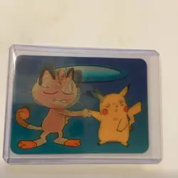 1998 Pokemon Viz Video Pikachu Meowth Lenticular Card PIKA-0032D - Image 2
