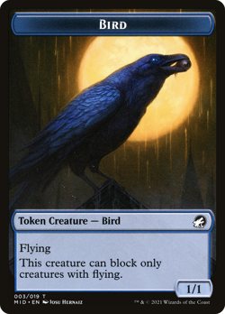 x1 Bird MID Innistrad Midnight Hunt MTG 3/19 TOKEN M/NM 1x - Image 1