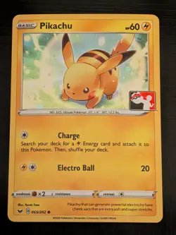 Pikachu 065/202 Event EXCLUSIVE PRIZE Cosmo Holo Pokemon Play! Stamped Rare Mint - Image 1
