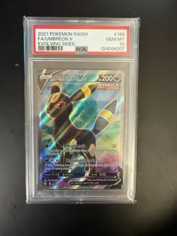 Pokemon Umbreon V Full Art Ultra Rare Holo SWSH07 Evolving Skies #188 PSA 10 - Image 1