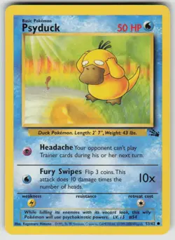 Psyduck 53/62 Common Fossil Pokemon Unlimited Moderately Played - Image 1