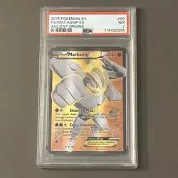 Pokemon TCG: 2015 Machamp EX (90 Full Art) 90/98 XY Ancient Origins Holo PSA 7 - Image 1