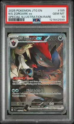 2025 POKEMON JTG EN-JOURNEY TOGETHER #185 N'S ZOROARK EX PSA 10 - Image 1