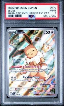 PSA 9 POKEMON 2025 EEVEE PRISMATIC EVOLUTIONS POKEMON CENTER PROMO #173 - Image 1
