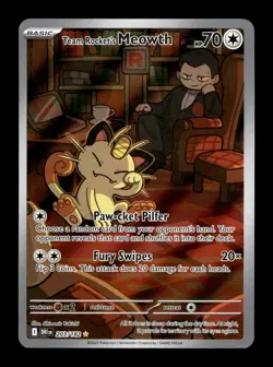 605. Pokemon Destined Rivals. 203/182 Team Rockets Meowth Illustration Rare (345 - Image 1