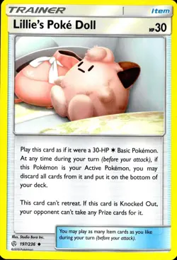 LILLIE'S POKE DOLL 197/236 UNCOMMON COSMIC ECLIPSE POKEMON NM - Image 1