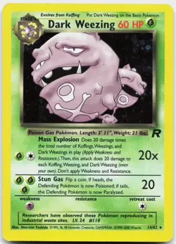 Dark Weezing 14/82 Holo Rare Team Rocket Pokemon Unlimited Holo Lightly Played - Image 1