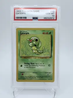 1999 POKEMON BASE SET UNLIMITED #45 CATERPIE PSA 10 - Image 1